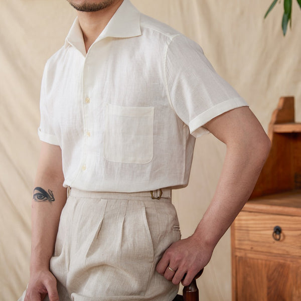 Camisa de Lino Manga Corta Suelta para Verano