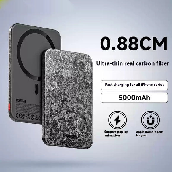 Batería Portátil 15W Magnética Inalámbrica Carbon Fiber MagSafe
