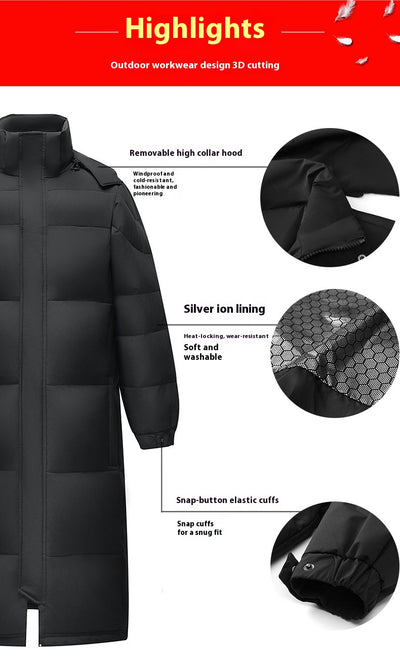 Abrigo Largo de Plumón de Pato Blanco para Hombre - Chaqueta Térmica Reforzada - Image 25