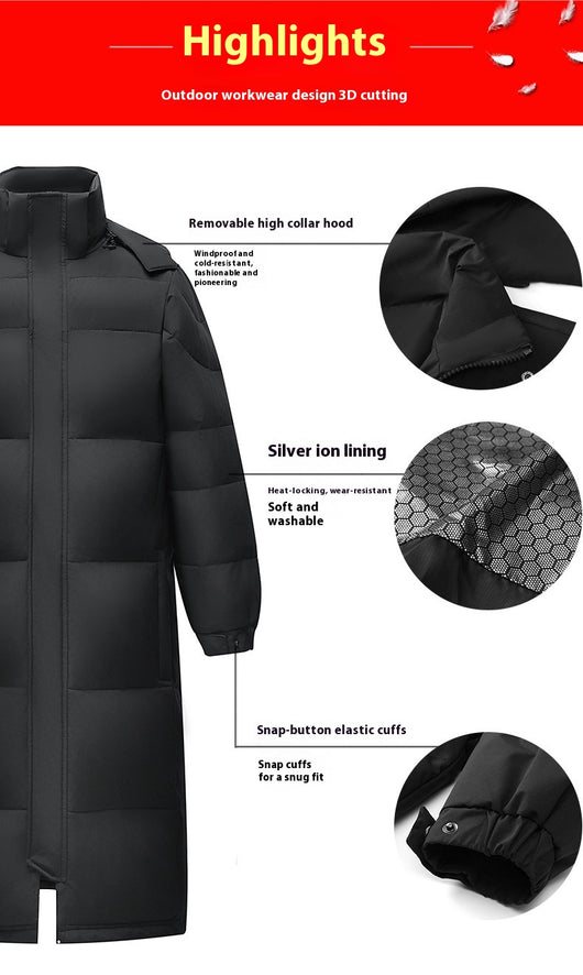 Abrigo Largo de Plumón de Pato Blanco para Hombre - Chaqueta Térmica Reforzada - Image 25