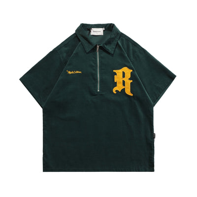 Sudadera Retro Street Manga Corta Pana con Cierre - Image 4