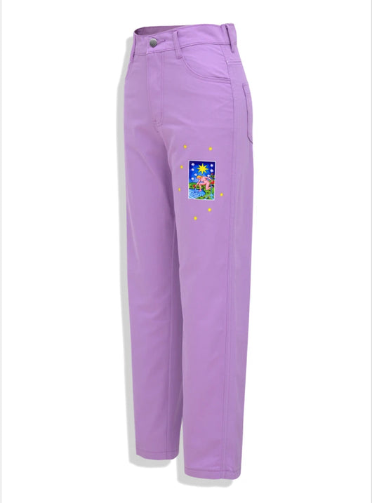 Jeans Morados Holgados de Cintura Media para Mujer - Image 13