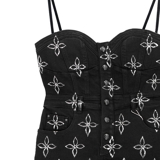 Falda Denim con Tirantes Ajustables Garden - Negro - Image 2