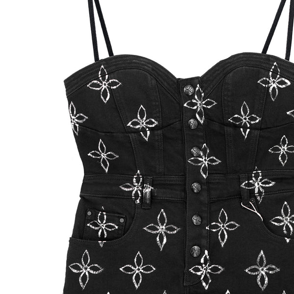 Falda Denim con Tirantes Ajustables Garden - Negro