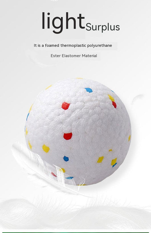 White bone-shaped dog toy with colorful speckles, labeled as interactive and bite-resistant. - Image 15