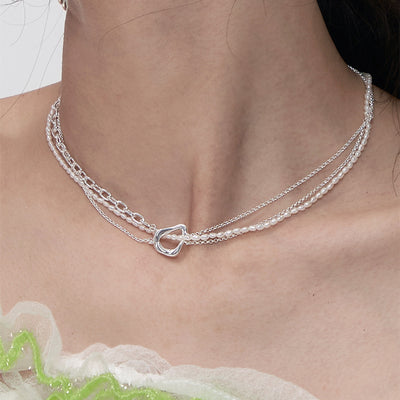 Collar Multicapa de Perlas con Diseño Mixto y Costura Decorativa - Image 2
