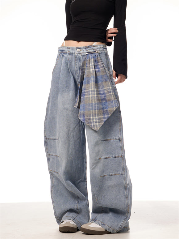 Jeans Retro con Pañuelo Cuadrado Desmontable y Cierre de Machete