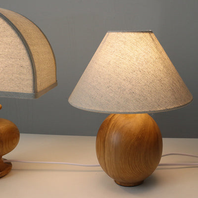 Lámpara de Mesa Mesita de Noche en Lino y Madera Maciza - Image 13
