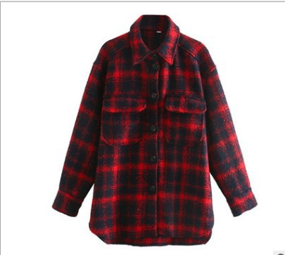 Chaqueta de Lana a Cuadros Suelta para Mujer - Image 14