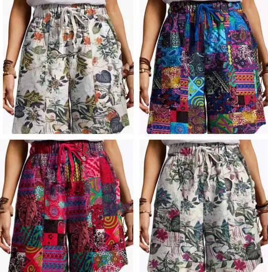 Shorts Casuales Sueltos con Estampado para Mujer