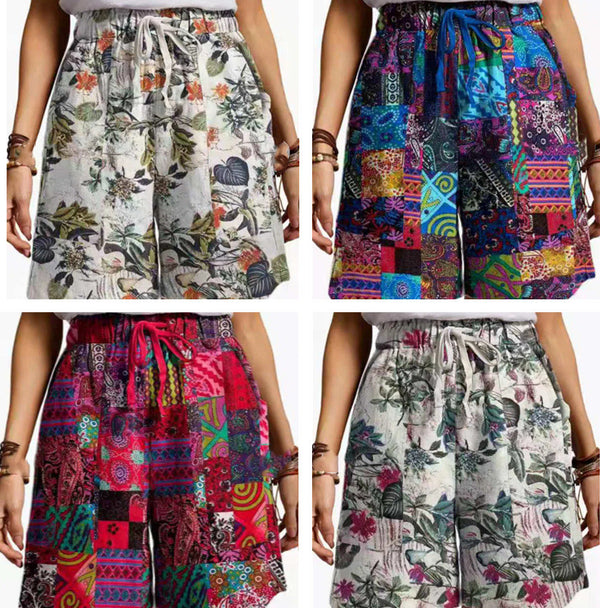 Shorts Casuales Sueltos con Estampado para Mujer