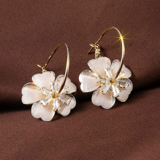 Aretes Flor de Cristal en Plata 925 con Aguja - Image 10