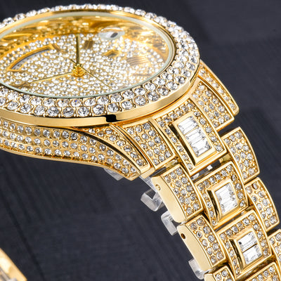 Reloj de Negocios Elegante Doble Calendario con Diamantes y Movimiento de Cuarzo - Image 9