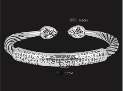 Pulsera Mantra de Seis Caracteres Tibetanos para Hombre en Plata de Ley - Image 9