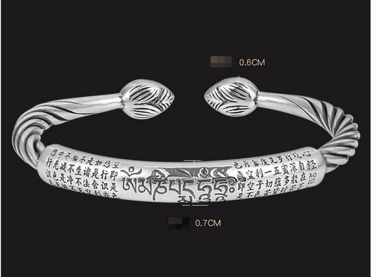 Pulsera Mantra de Seis Caracteres Tibetanos para Hombre en Plata de Ley - Image 9