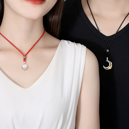 Collar de Pareja Ballena Plata de Ley - Cadena de Clavícula para Toda la Vida