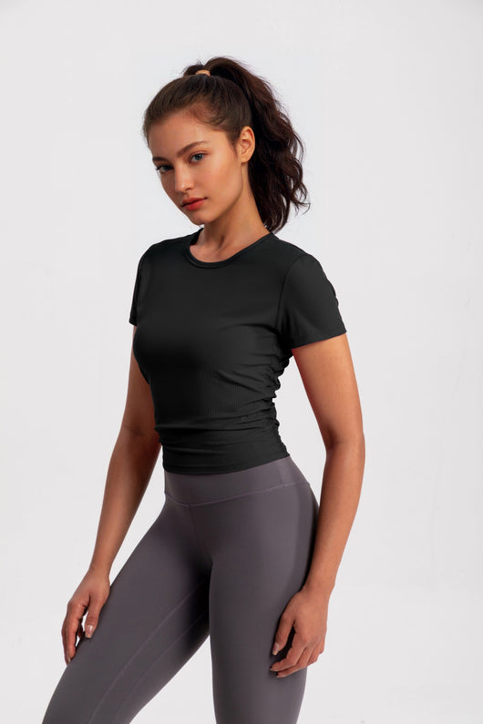 Chaqueta Yoga Mujer Cuello Redondo Manga Corta Elástica - Image 17