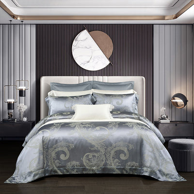 Juego de Cama Jacquard Seda Tencel de Cuatro Piezas