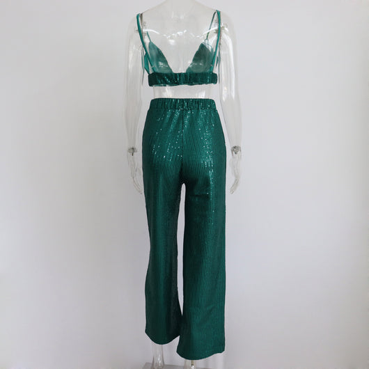 Conjunto de 3 Piezas: Chaleco Lentejuelas Escote V, Blusa Manga Larga y Pantalón Recto - Image 17