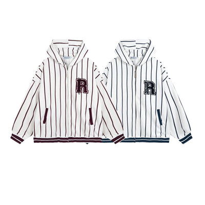 Suéter Retro Hip Hop a Rayas Azul y Blanco para Otoño e Invierno - Image 5