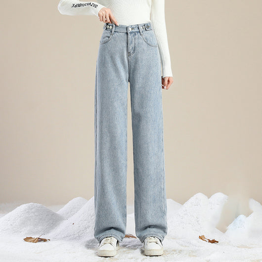 Jeans Casual de Cintura Alta Plus Size con Forro de Velvet - Image 5