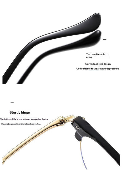 Black and gunmetal large-framed reading glasses with blue-light-blocking lenses for men. - Image 12