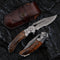 Cuchillo Plegable de Acero Damasco para Supervivencia y Camping