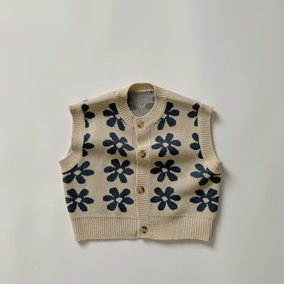 Chaleco Tejido Flores Retro Estilo Coreano para Niños - Image 10