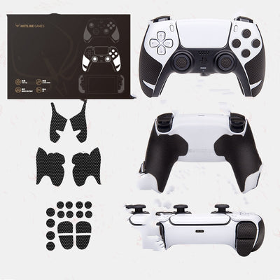PS5 controller anti-slip grip tape with a yellow rubber duck pattern, shown on a white controller and in packaging. - Image 15