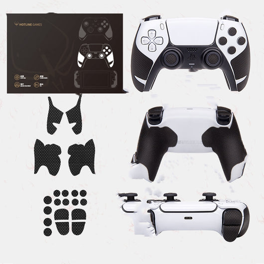 PS5 controller anti-slip grip tape with a yellow rubber duck pattern, shown on a white controller and in packaging. - Image 15