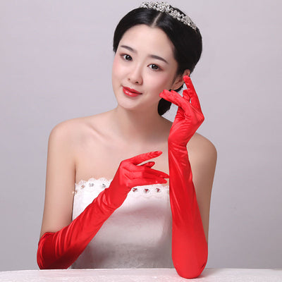 Guantes de Novia con Cobertura de Cicatrices y Doble Hilera de Perlas - Protección Solar - Image 4