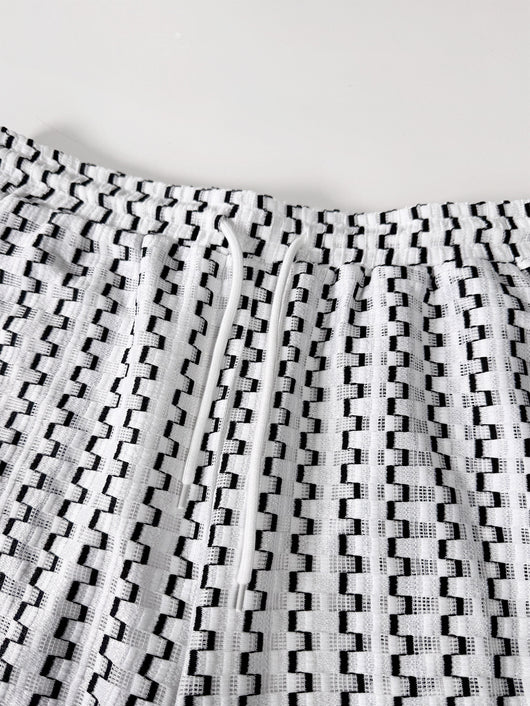 Conjunto Casual de Camisa a Rayas y Shorts para Hombre - Image 18