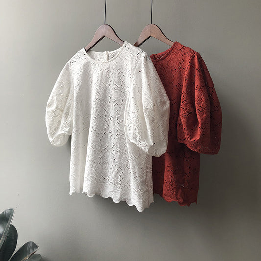 Blusa Coreana con Mangas Abullonadas Estilo Literario para Mujer - Image 2