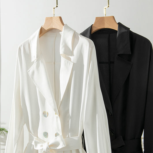 Gabardina Larga para Mujer con Cintura de Seda - Image 12
