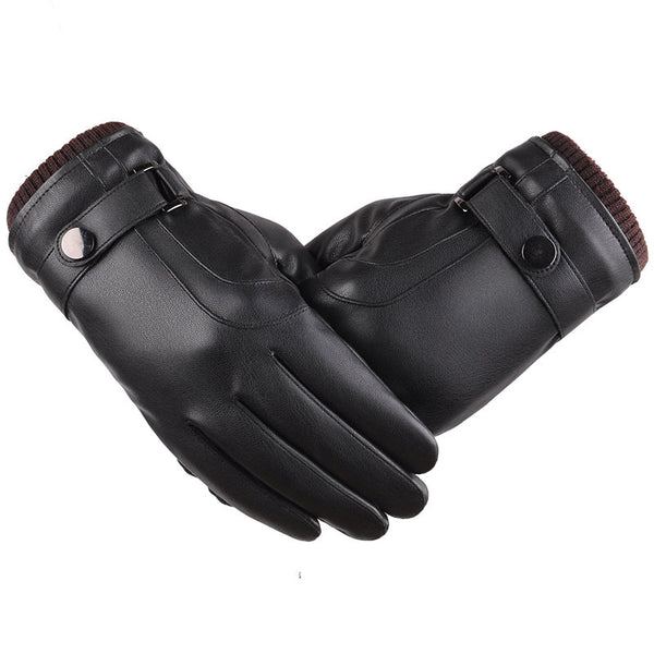 Guantes de Cuero Lavado para Hombre con Pantalla Táctil Terciopelada - Image 5