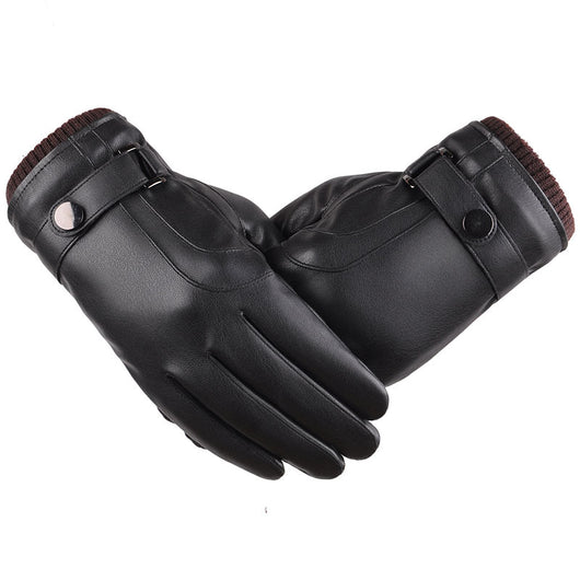 Guantes de Cuero Lavado para Hombre con Pantalla Táctil Terciopelada - Image 5