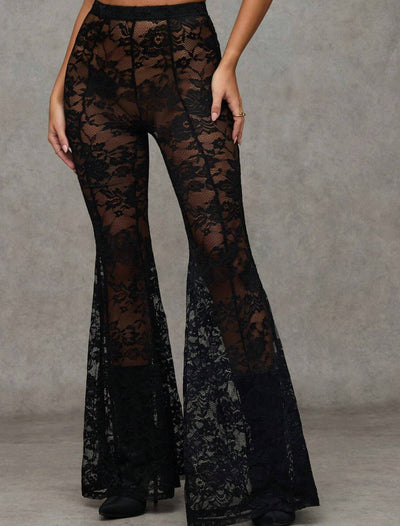 Pantalones Acampanados de Cintura Alta con Encaje para Hombre y Mujer - Image 8
