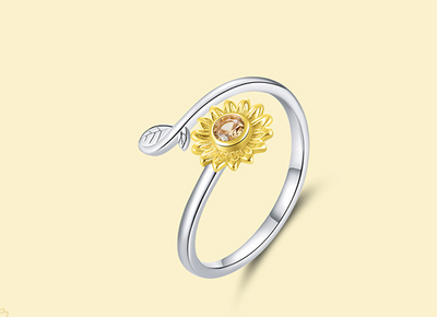 Anillo Ajustable Flor Margarita Plata Fina para Mujer