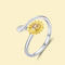 Anillo Ajustable Flor Margarita Plata Fina para Mujer