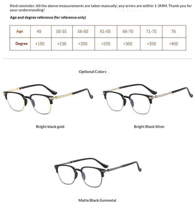 Black and gunmetal large-framed reading glasses with blue-light-blocking lenses for men. - Image 10