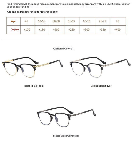 Black and gunmetal large-framed reading glasses with blue-light-blocking lenses for men. - Image 10