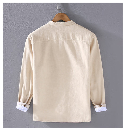 Chaqueta Casual Hombre Algodón Lino Grueso Corte Relajado - Image 9