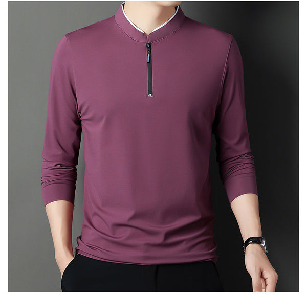 Camiseta Manga Larga Cuello Alto para Hombre Estilo Casual