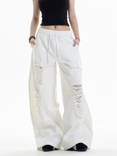 Pantalones Anchos Rotos para Mujer - Diseño Casual Desenfadado - Image 21
