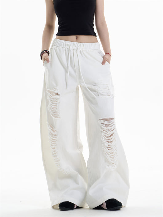 Pantalones Anchos Rotos para Mujer - Diseño Casual Desenfadado - Image 21