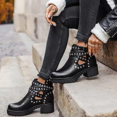 Botines para Mujer con Tiras de Remaches y Detalles Metálicos - Image 7