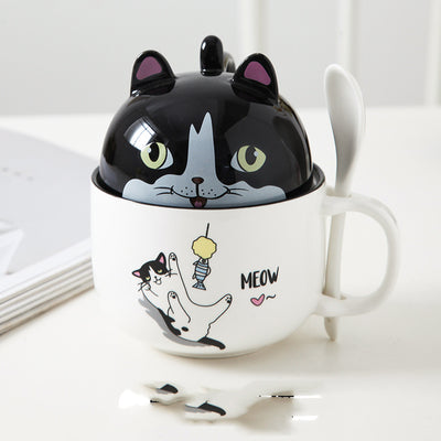 Taza de Oficina de Cerámica con Diseño Infantil, Tapa y Cuchara - Image 11