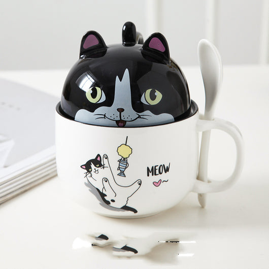 Taza de Oficina de Cerámica con Diseño Infantil, Tapa y Cuchara - Image 11