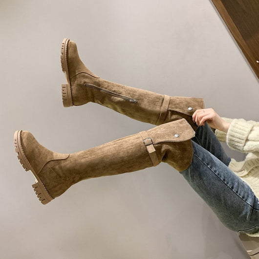 Botas Altas Estilo Coreano con Tacón Grueso y Diseño Ajustado - Image 4