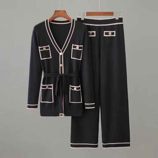 Conjunto de Cardigan y Pantalón Palazzo: Elegancia Fluida con Cintura Ajustable - Image 6
